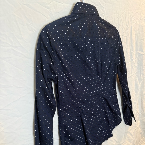 BANANA REPUBLIC Women’s/Mens Navy Button Up Polka Dot Shirt Tailored Fit - Picture 4 of 6